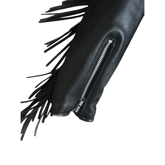 Vintage Universal Rider Motorcycle Leather Jacket Size‎ 10 Black Fringe Moto - Picture 6 of 16